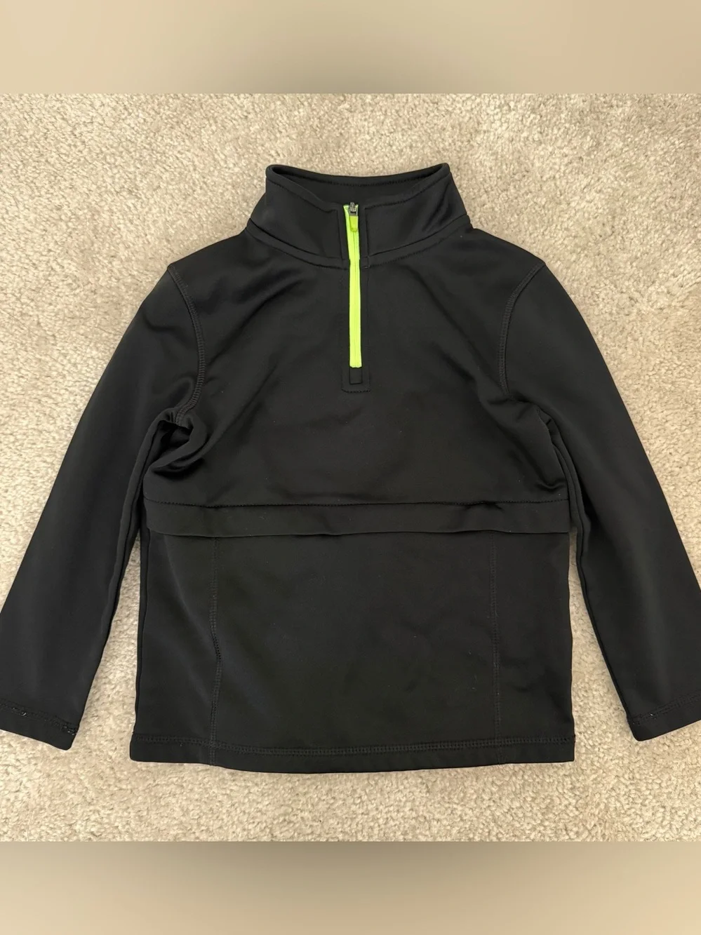 Cat&Jack Black Quarter-Zip Pullover with Neon Green Zipper